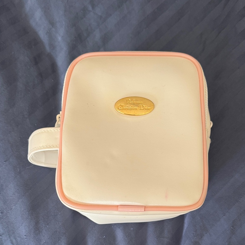 Dior Cream Cosmetic Pouch with Pale Pink Trim